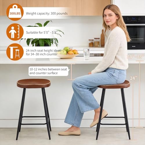 Counter Height Stools Set of 3, 24 Inch Barstools for kitchen island