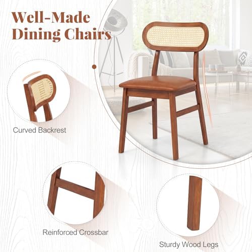 GOFLAME Wooden Dining Chairs Set of 4, Mid-Century Modern Kitchen Chairs with...