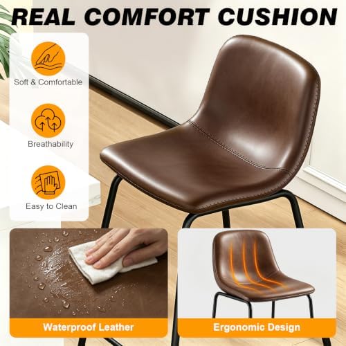 TAVR 24 inch Counter Height Stools Set of 3, Hold up to 500 lbs, Brown