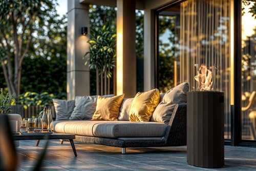 Planika BINO Outdoor Gas Fireplace - Fire Column with Glass Shield for Patio ...