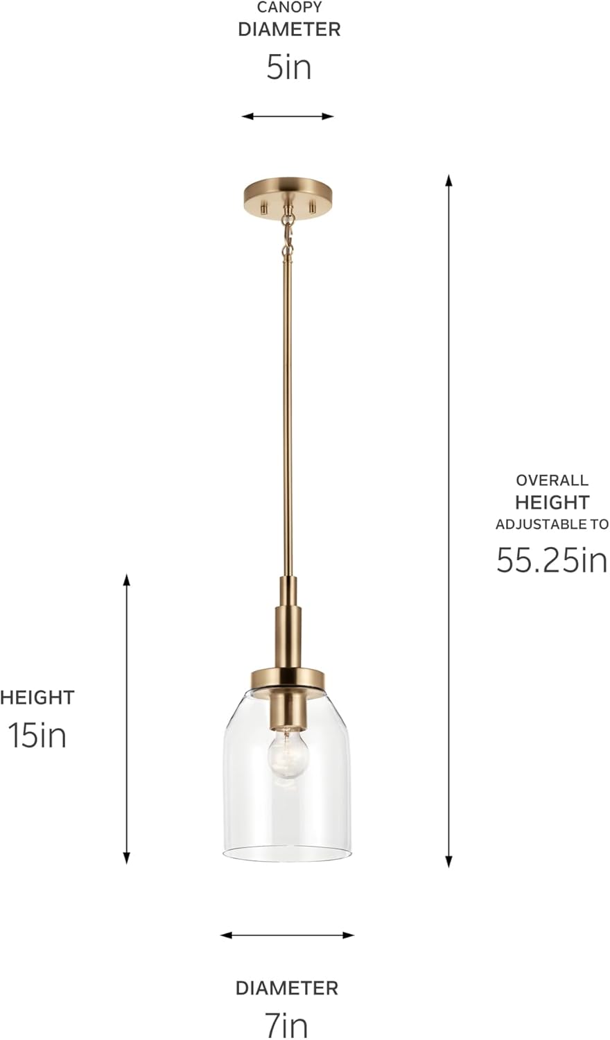 Kichler Madden Mini Pendant Light, Clear Glass, Champagne Bronze