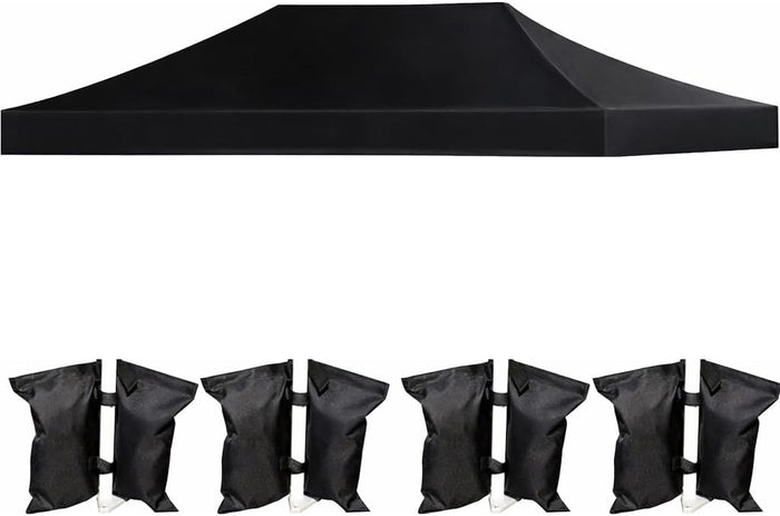LIUJIAYI Pop Up Canopy Replacement Top, 10x20 Heavy Duty 500D UV Protection Waterproof Cover, Black