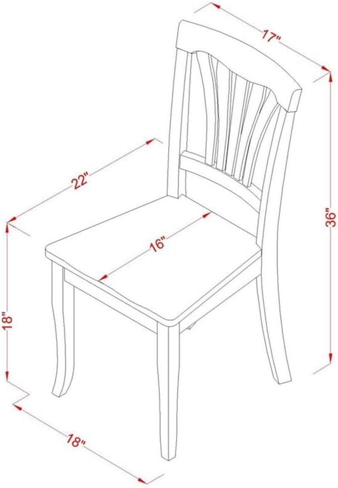East West Furniture AVC-OAK-W Avon Dining Room Chairs - Slat Back Wood Seat C...