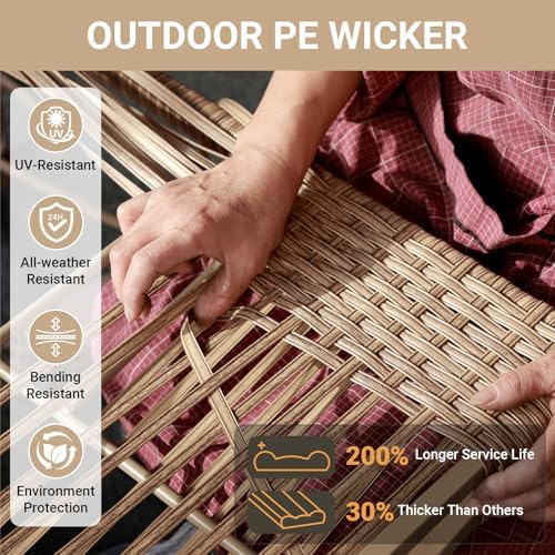 JOYURE 5 Piece Wicker Patio Furniture Set,Outdoor Conversation Sectional Sofa...