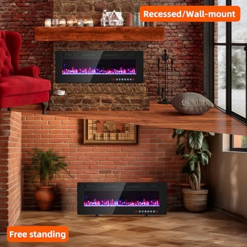 Zionheat 50 inch Ultra Thin Electric Fireplace-Wall Fireplace for Living Room...