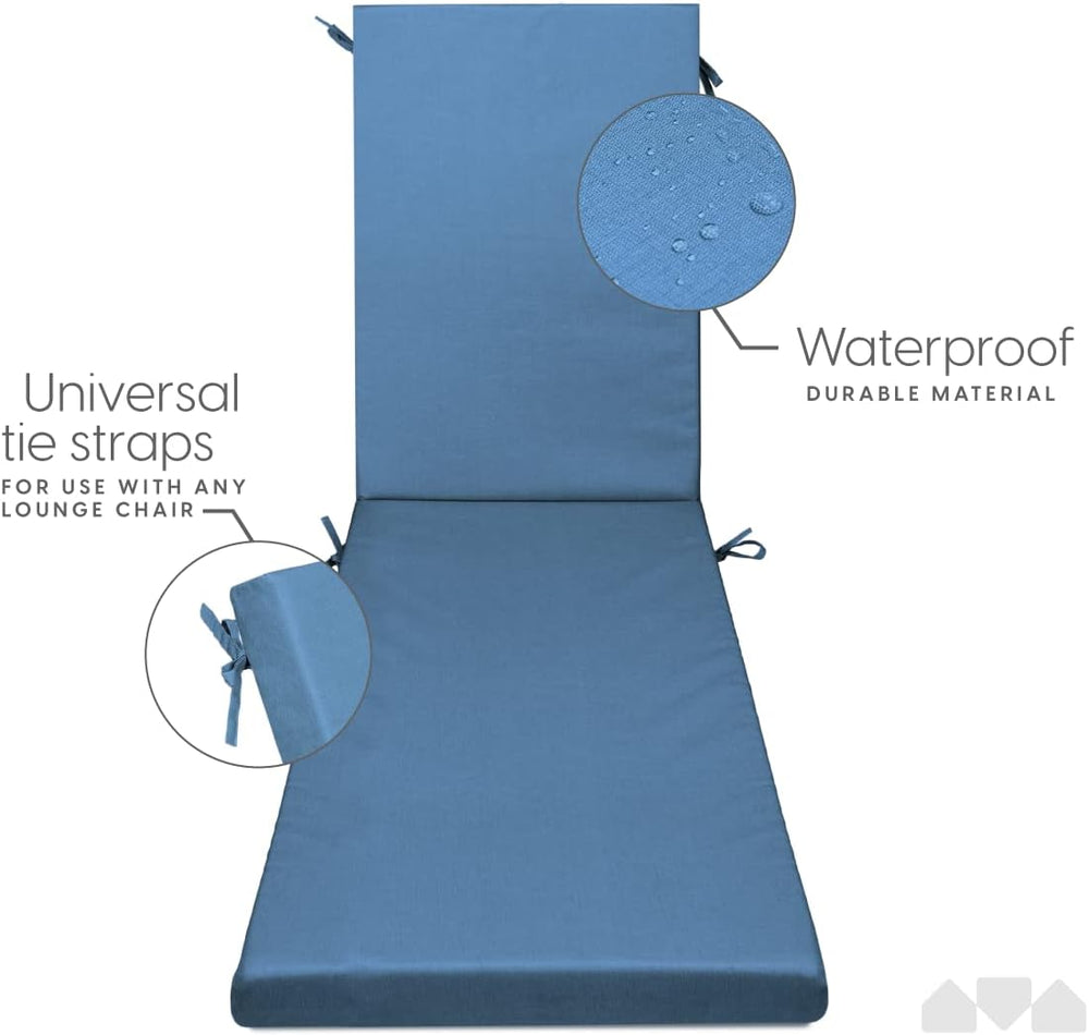 Milliard Memory Foam Outdoor Chaise Lounge Lawn Chair Cushion, with Waterproo...