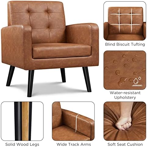 Yaheetech Mid Century Accent Chair Living Room Chair Retro Brown