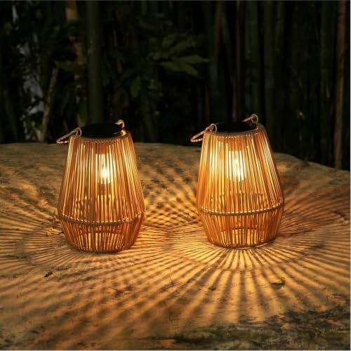 Solar Lanterns Outdoor Waterproof, Solar Lights Outdoor 2 Pack