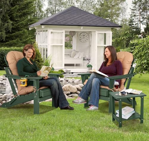 nalone Folding Adirondack Chairs Set of 2 with Cushion with Cup Holder, HDPE ...