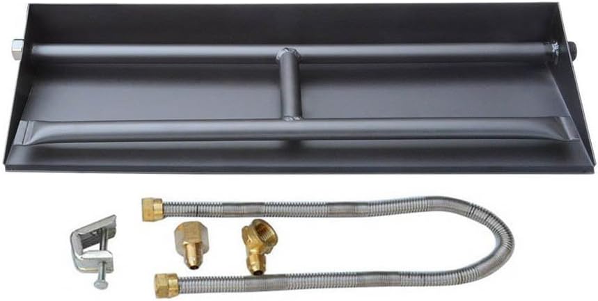 Stanbroil 14.5 Inch Gas Fireplace Dual Burner Pan Kit, Black Steel