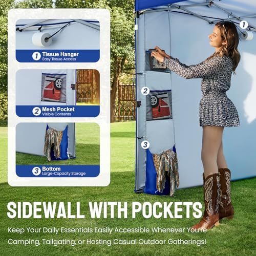 CROWN SHADES Canopy Tent 10x10 Pop Up Canopy with Side Pockets, Navy Blue