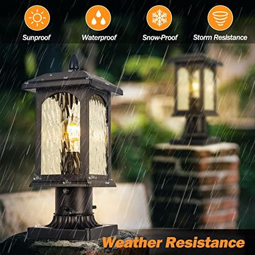 FILIYANO Dusk to Dawn Outdoor Post Lights, Pier Base Included, 1 Pack