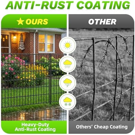 Toolterritary 5 Panels No Dig Decorative Garden Fence, 48in(H) x 13.0ft(L), D...