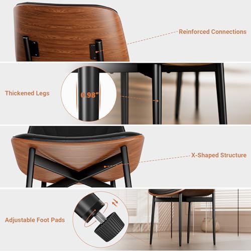 YaFiti Dining Chairs Set of 2, Mid Century Modern PU Leather Kitchen Chairs