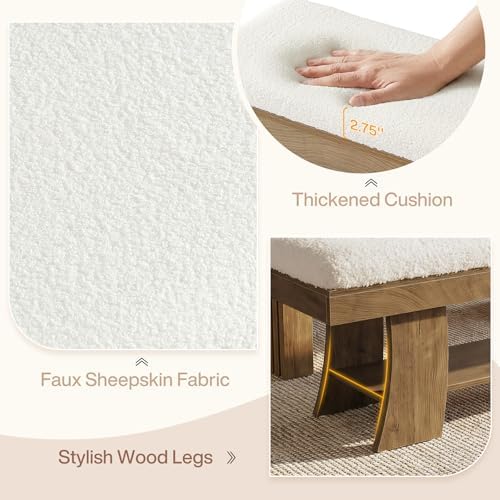 Tribesigns 59-Inch Upholstered Entryway Bench with Storage Shelf, Indoor Cush...