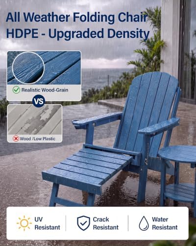 YEFU Adirondack Chairs with Footrest Set of 4, HDPE Adirondack Chair, Blue