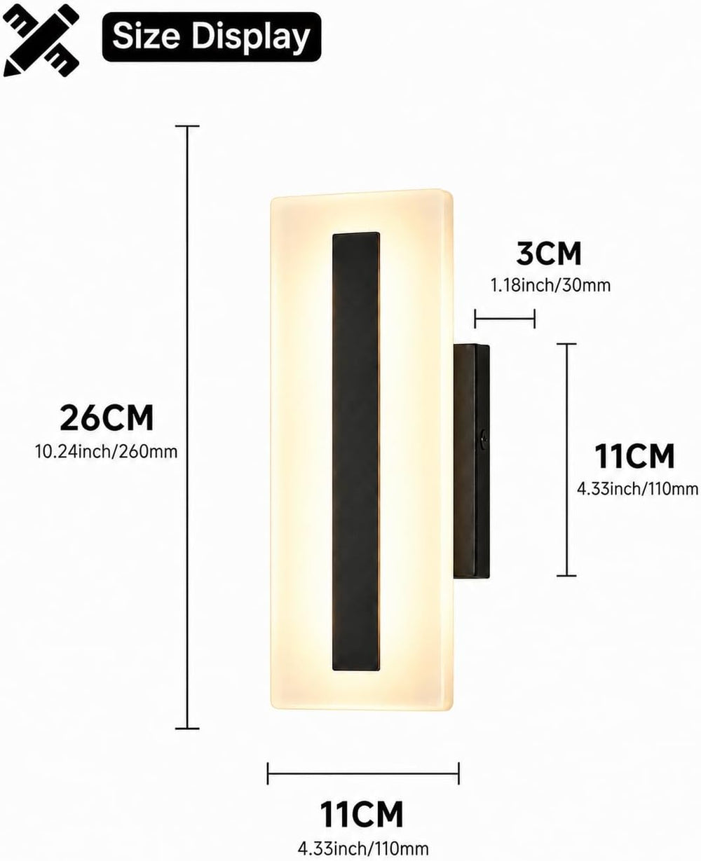 Modern Dimmable LED Wall Sconces Set of 2, 7W Black Wall Lights 3000K Warm Wh...
