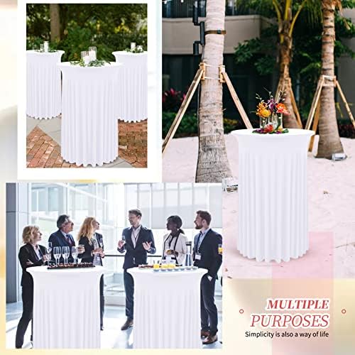 6 Packs White Round Cocktail Table Skirt 24"x 43"
