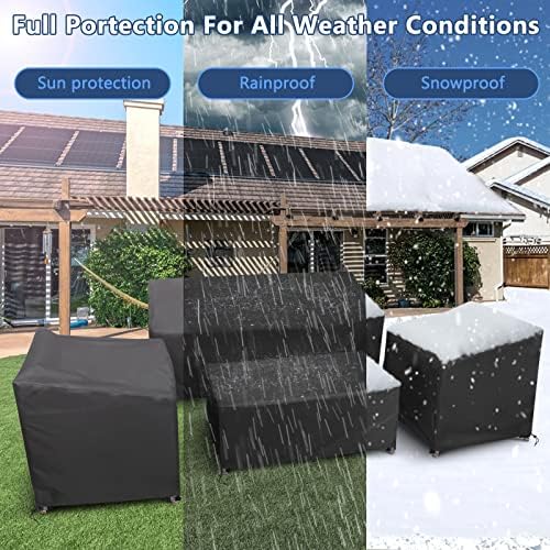 STARTWO Outdoor Furniture Cover Waterproof 4 Piece, Black, Regular, 420D