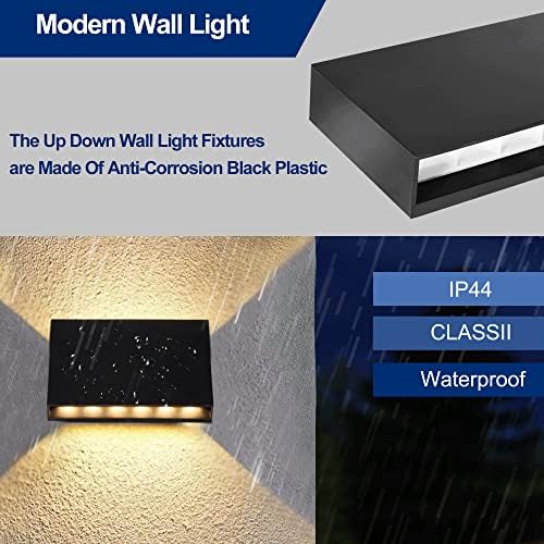 FUDESY LED Wall Sconce, 12W Up Down Outdoor Indoor Lights, Black, 2 Pack