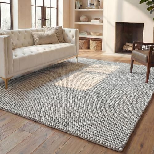 SAFAVIEH Natura Area Rug 6x8, Wool Knotted Silver NAT425G