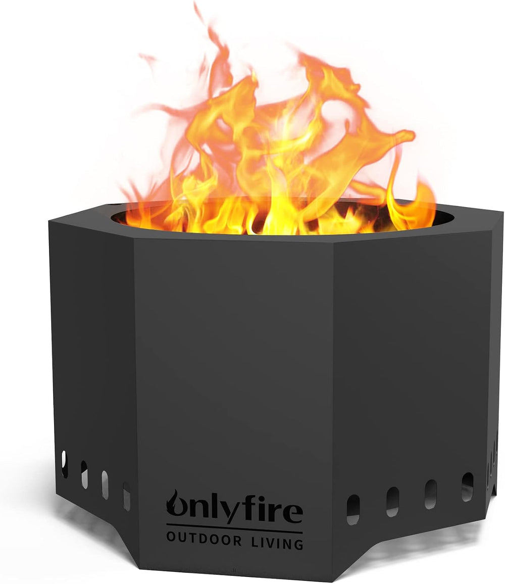 24" Modern Smokeless Fire Pit, Large Wood Burning Firepit, FP013