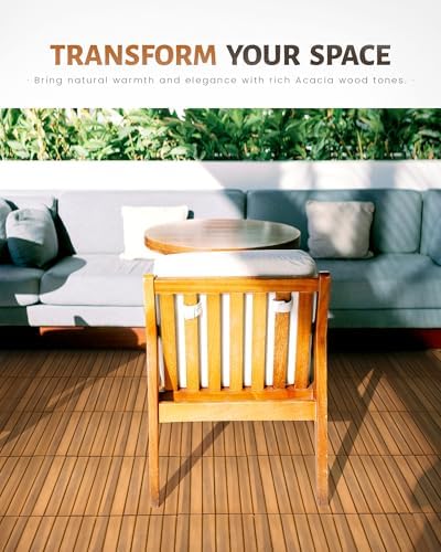 Upolana 9 PCS Interlocking Deck Tiles 12" x 12", 6 Slats Outdoor Fl...