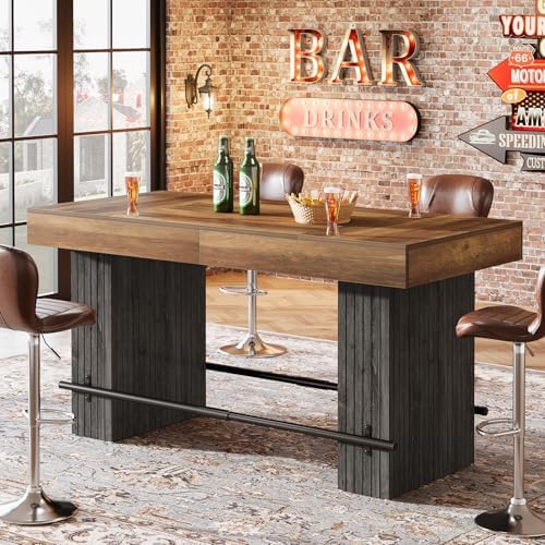 Tribesigns 62.2 Inch Bar Table, Industrial Counter Height Pub Dining Table
