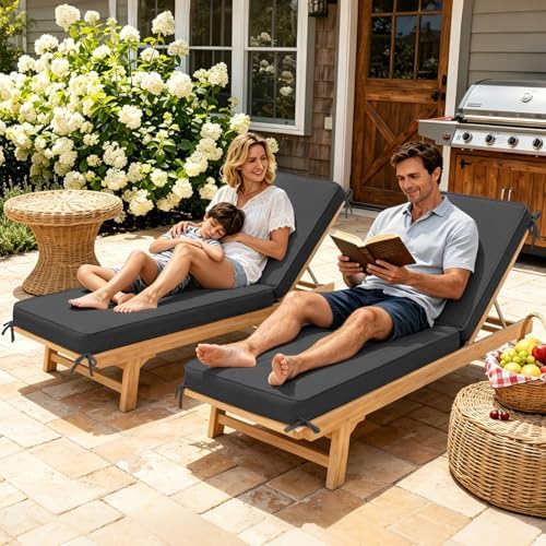 Chaise Lounge Olefin Cushion, Water Resistant Patio Pad Dark Gray 80x26x4
