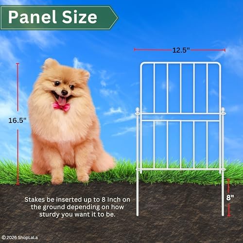 ShopLaLa Decorative Fence (20 Panels) 12.5in(L) x 16.5in(H) Rustproof White M...
