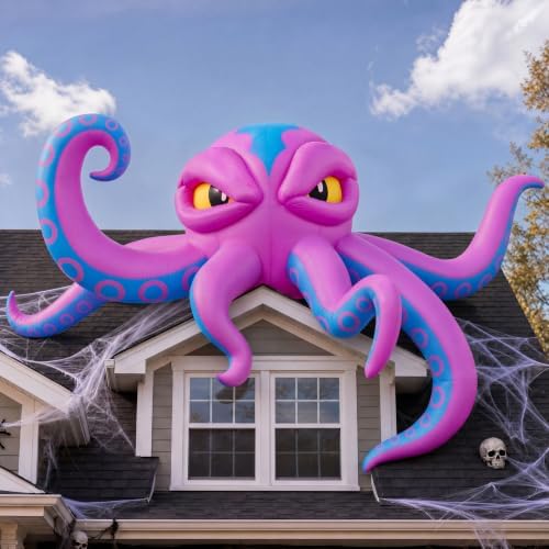JOYIN 10FT Long Halloween Inflatable Rooftop Octopus Decoration with Built-in...