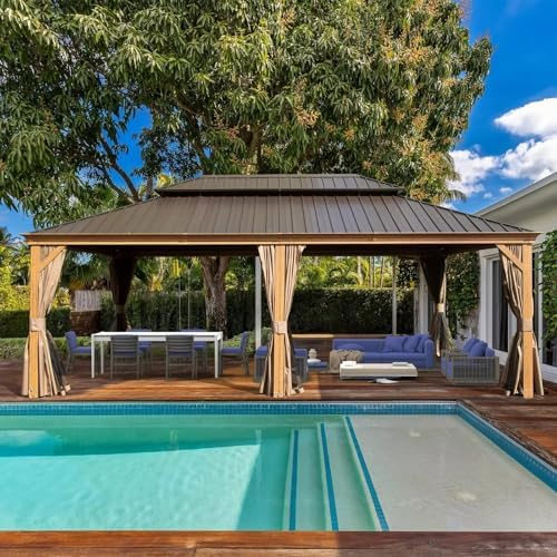 Domi 14'X22' Gazebo with Double Roof Steel, Heavy Duty Outdoor Patio ...