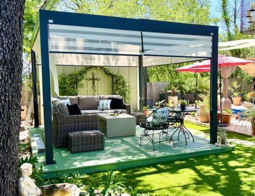 PURPLE LEAF Louvered Pergola 11' x 14' 94AS with Two Adjustable Roof ...