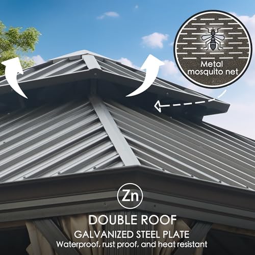 Kozyard Alexander 12' x 20' Hardtop Gazebo, Aluminum Frame