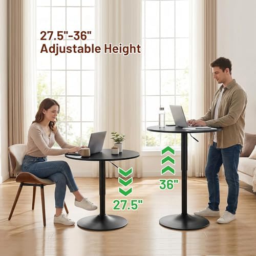 Furniliving Adjustable Height Pub Table 27''-36'', Round Cock...