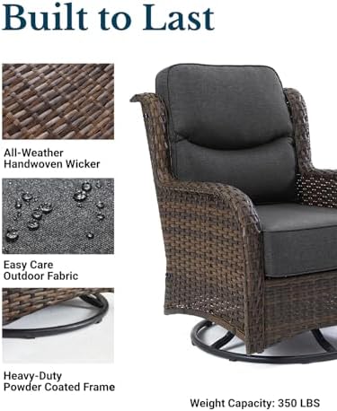 HILLGA Luxury Outdoor Patio Furniture Set with 6-Inch Thick Cushions