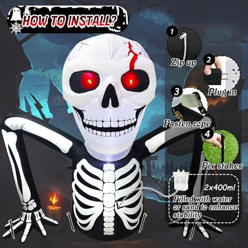 7 FT Halloween Inflatables Skeleton Decoration,Large Skeleton Halloween Decor...