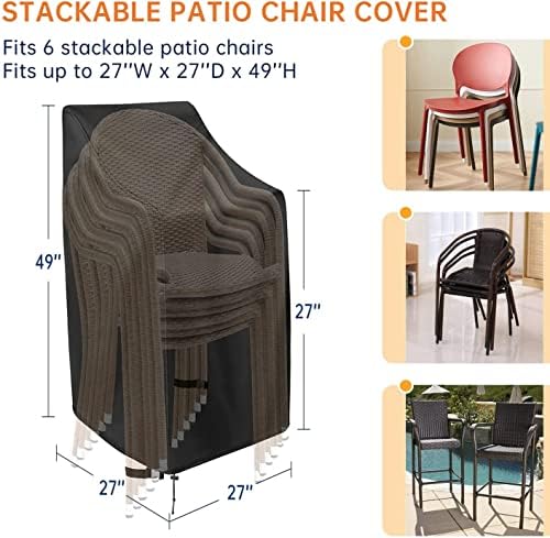 Stackable Patio Chair Covers, High Back Outdoor Chair Covers, 600D Heavy Duty...