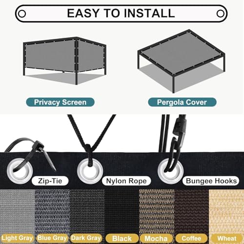 Shade&Beyond 90% Sun Shade Cloth with Grommets, 8' X 12' Pergola ...