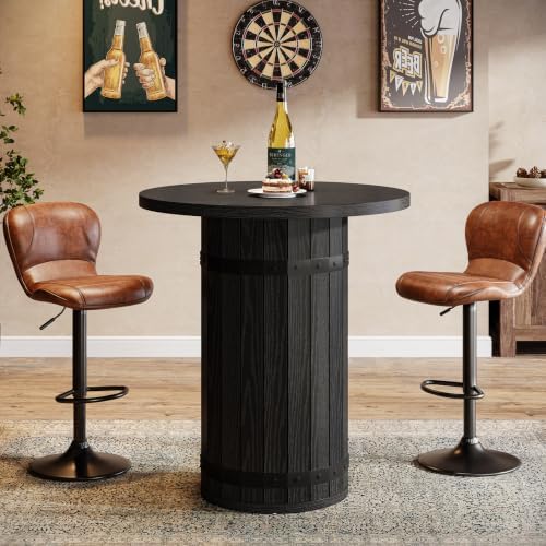 Tribesigns Round Bar Table, 39.4-Inch Bar Height, Bistro Pub Table