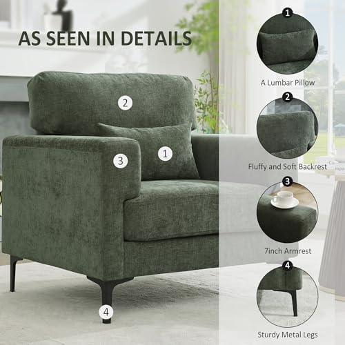 Oversized Accent Chair Armchair with Metal Legs