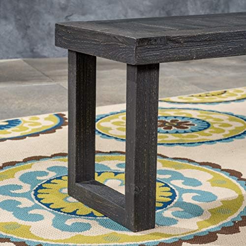 Christopher Knight Home Kemp Outdoor Acacia Wood Bench, Gray Finish, Sandblas...