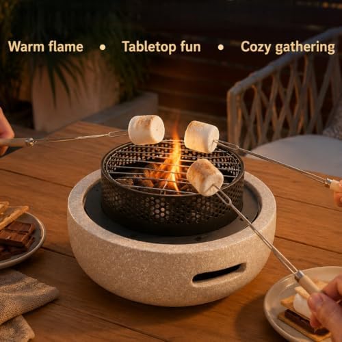 Tabletop Fire Pit Wood and Charcoal Burning Outdoor Fireplace
