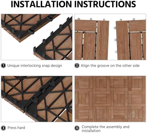 Topeakmart 27PCS Interlocking Deck Tiles 12x12 Patio Flooring, Brown