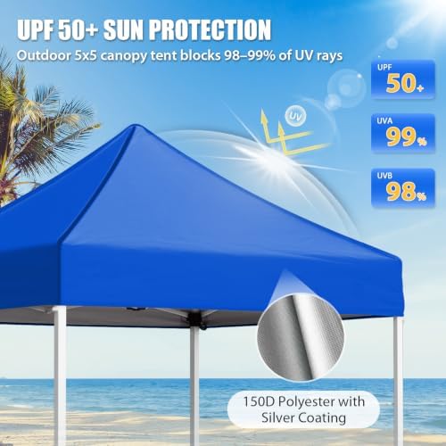 EAGLE PEAK 5x5 Pop Up Canopy Tent, Blue