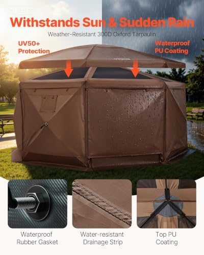 VEVOR Pop up Gazebo Screen Tent, 15 x 15 ft Large 8-Sided Camping Canopy Tent...