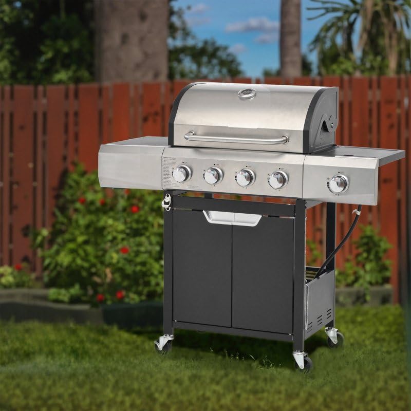 Endark 4-Burner Heavy-Duty Stainless Steel Gas Grill - Portable Outdoor Cooki...
