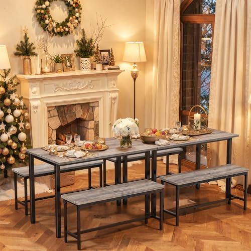 Dining Table Set for 4, 3 Piece Dining Room Table Set for Space-Saving, Moder...