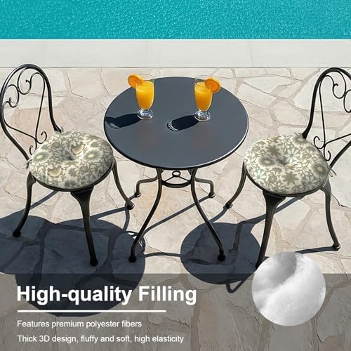 LVTXIII Outdoor Bistro Chair Cushions, 15"x15"x4" Round Patio ...