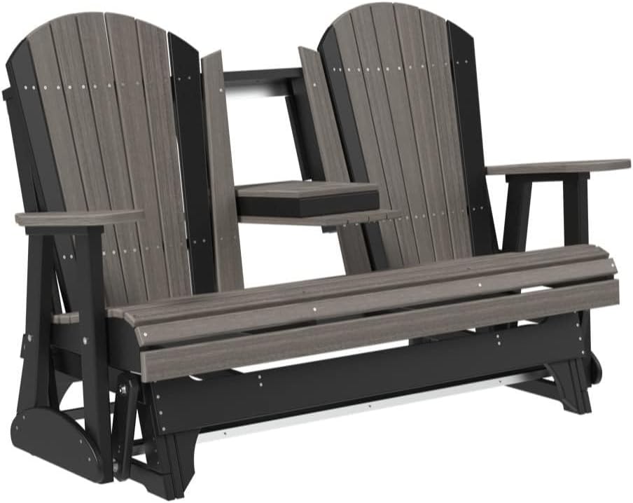 LuxCraft 5' Adirondack Double Glider Bench, 2 Person Outdoor Glider Chair...